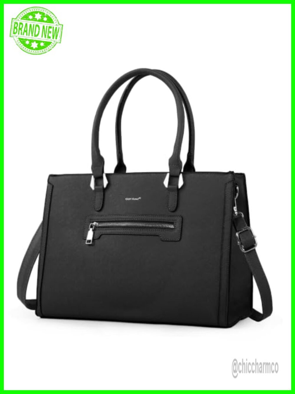 Vegan Leather Structured Satchel Handbag Medium Top Handle Work Bag